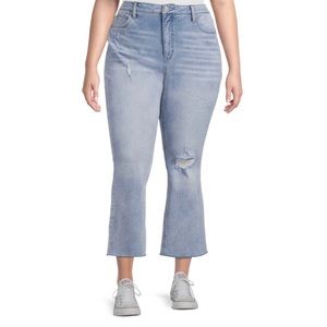🆕Terra & Sky Women's Plus Size Cropped Ripped Distressed Bootcut Jeans Size 22W